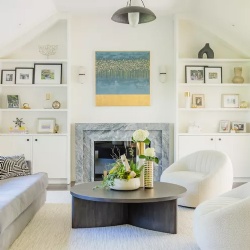 Undecorated Gray Marble Fireplace