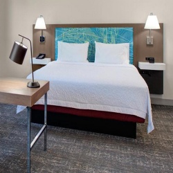 Upholstered Headboard with Wood Base and Frame in Hampton Inn and Suites