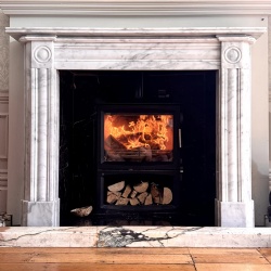 Venice 56 inches Cararra Marble Fireplace Surround and Mantle