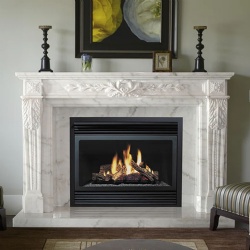 Volakas marble fireplace mantel inspired from classic French patterns