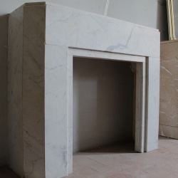 White Arabescato marble mantel for your fireplace