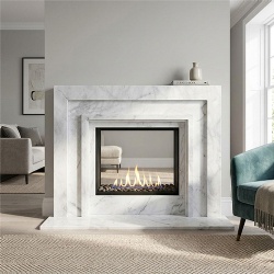 White Marble Fireplace Mantel for Modern Interior Project