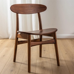 armless walnut dining chair mid century design