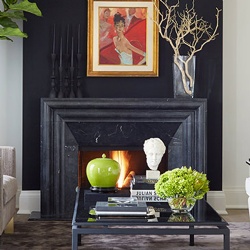 carved Irish limestone fireplace surround