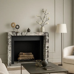 custom architectural stone fireplace