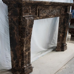 custom made fireplace mantel in marble emperador dark