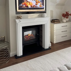 custom marble fireplace mantel for hospitality