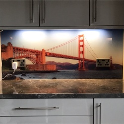 digital printed glass for kitchen splashback
