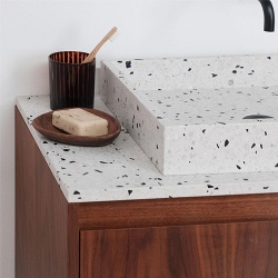 engineered terrazzo vanity top custom edge profile
