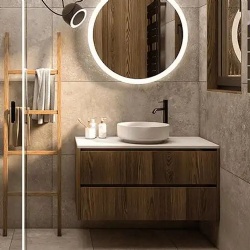 floating bath vanity with plywood carcass