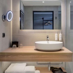 floating marine grade plywood vanity with ceramic basin