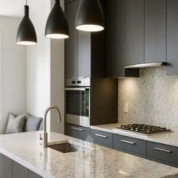 granite kitchen countertop with sink cutout