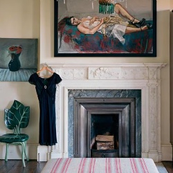 green marble on this fireplace