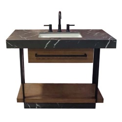 hotel bathroom vanity with towel bar