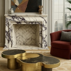 marble living room furniture set with marble fireplace