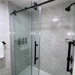 matte black frameless glass shower door for doubletree by hilton