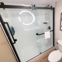 matte black semi frameless glass shower door for doubletree by hilton