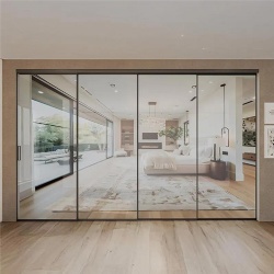 multi track telescopic overlapping sliding glass door