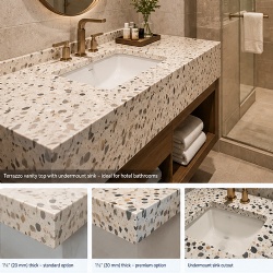 terrazzo vanity top thickness requirements for hospitality projects
