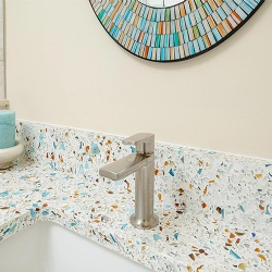 terrazzo vanity top with integrated sink