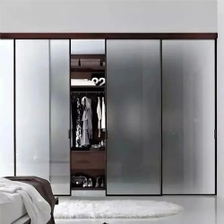walk in wardrobe with modular shelves and drawer