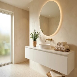 white floating bathroom vanities